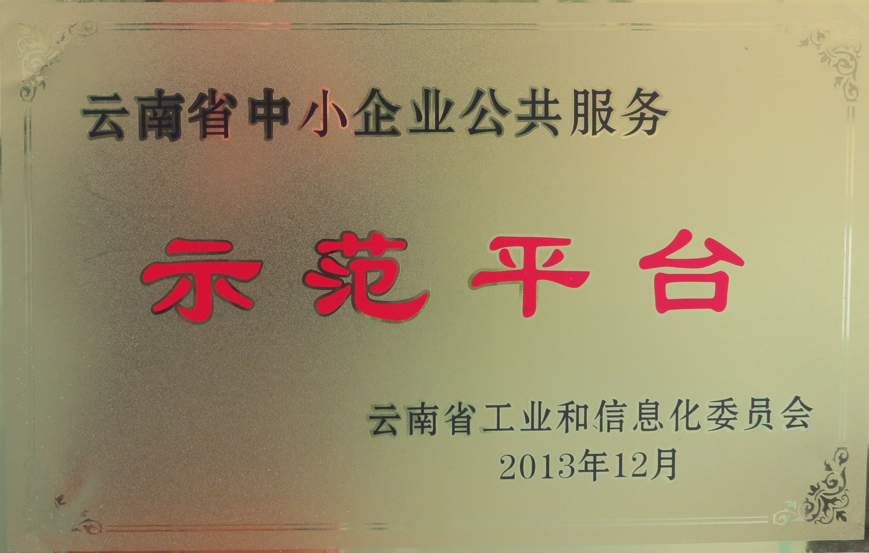 云南省中小企业公共服务示范平台奖牌.jpg