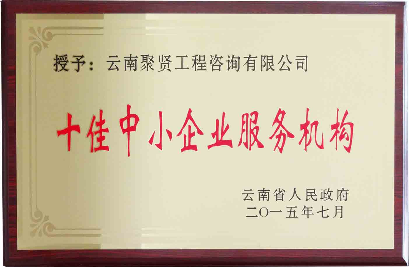 3.云南省人民政府授予十佳中中小企业服务机构奖牌(2015).jpg